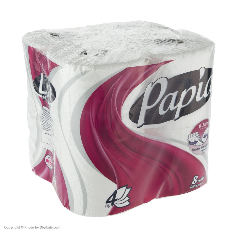دستمال توالت پاپیا مدل B Side بسته 8 عددی