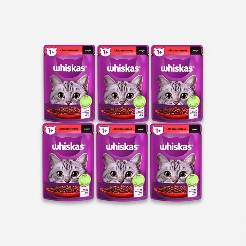 پوچ گربه ویسکاس مدل Beef وزن 85 گرم بسته 6 عددی