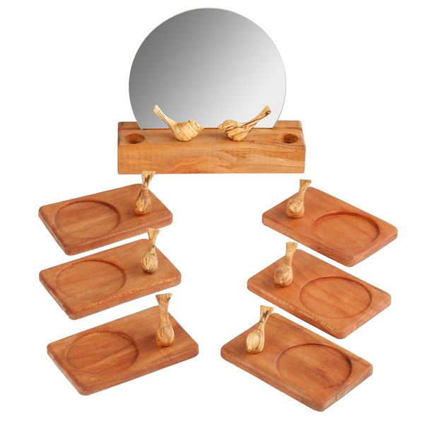 مجموعه ظروف هفت سین 7 پارچه مدل چوبی پرنده کد 01