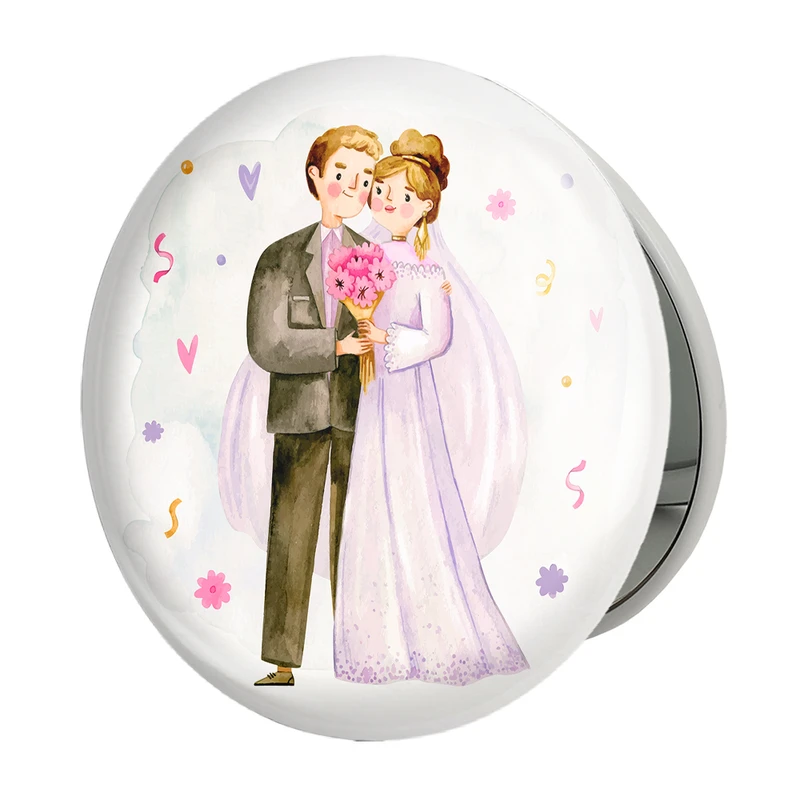 آینه جیبی خندالو طرح عروس و داماد مدل تاشو کد 29627