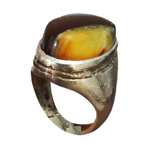 انگشتر نقره مردانه مدل عقیق حجرالاسود ویژه اصل AHA3