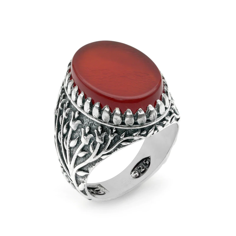 انگشتر نقره عقیق  مردانه مدل DKRIM AG32