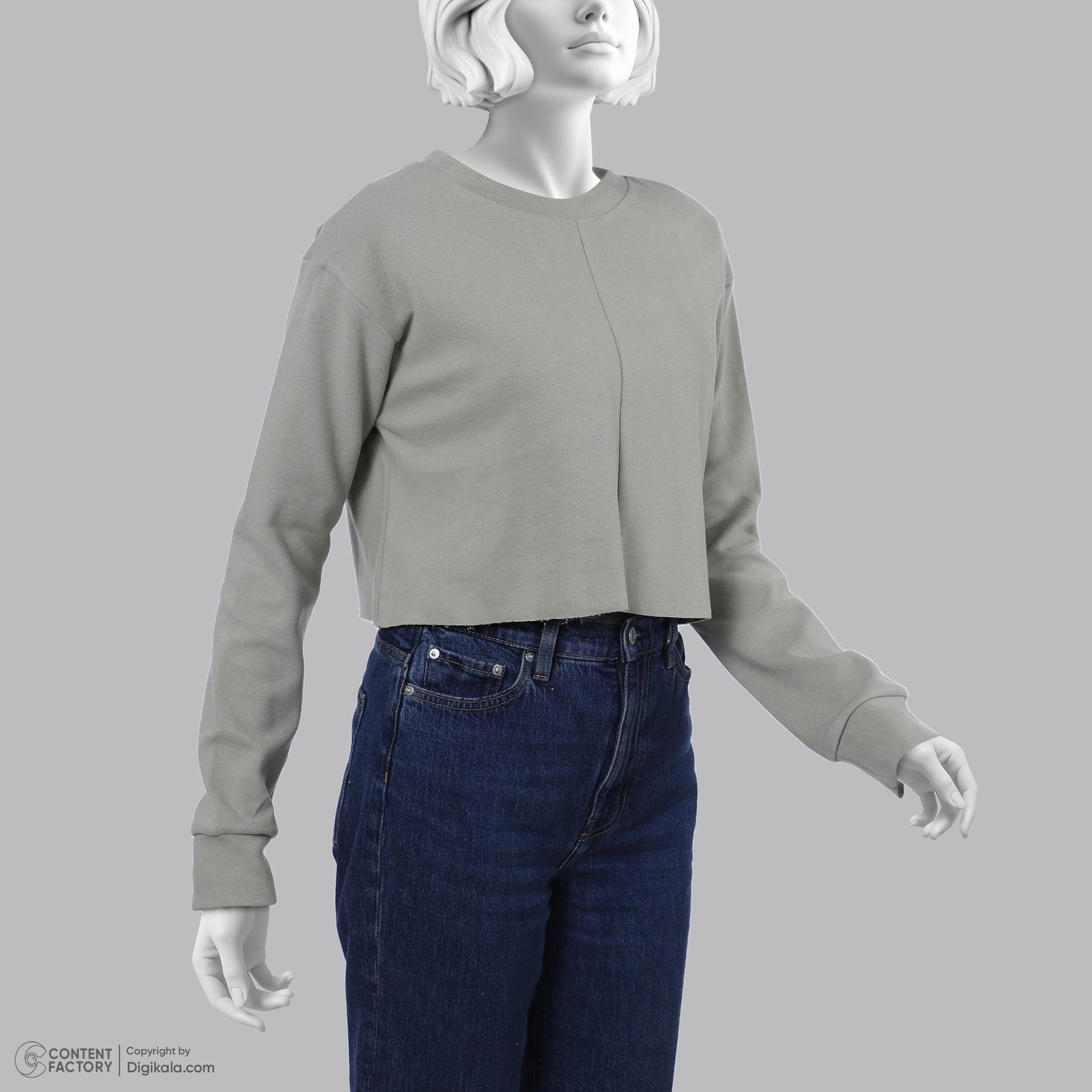 بلوز آستین بلند یقه گرد زنانه سرژه مدل 203518 رنگ سبز سدری -  - 2