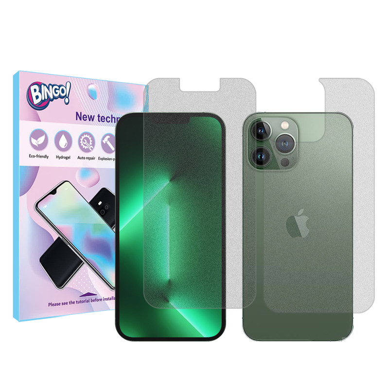 محافظ صفحه نمایش مات بینگو مناسب برای گوشی موبایل اپل iPhone 13 Pro Max به همراه محافظ پشت گوشی