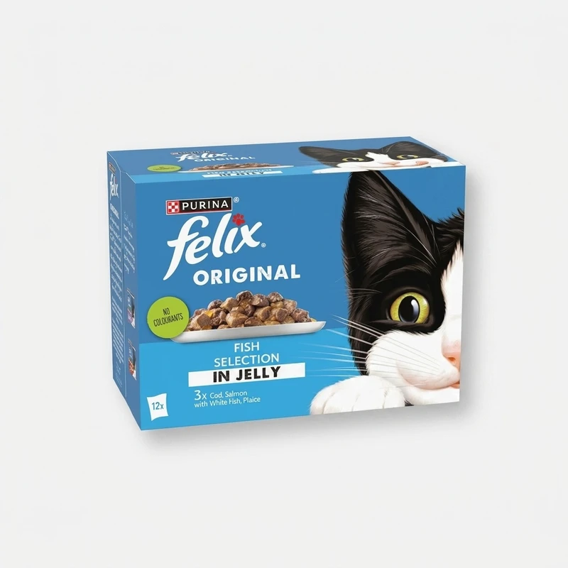 پوچ گربه بالغ فلیکس مدل Fish Selection in Jelly طعم ماهی بسته 12 عددی