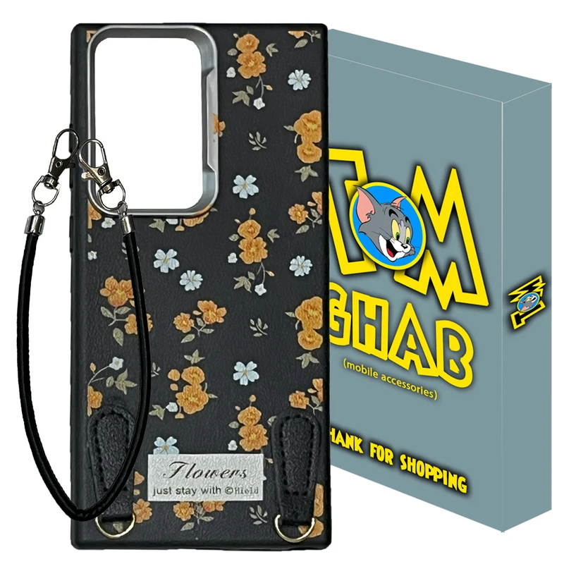 کاور تام قاب مدل گلدار مناسب برای گوشی موبایل سامسونگ Galaxy S22 Ultra به همراه بند