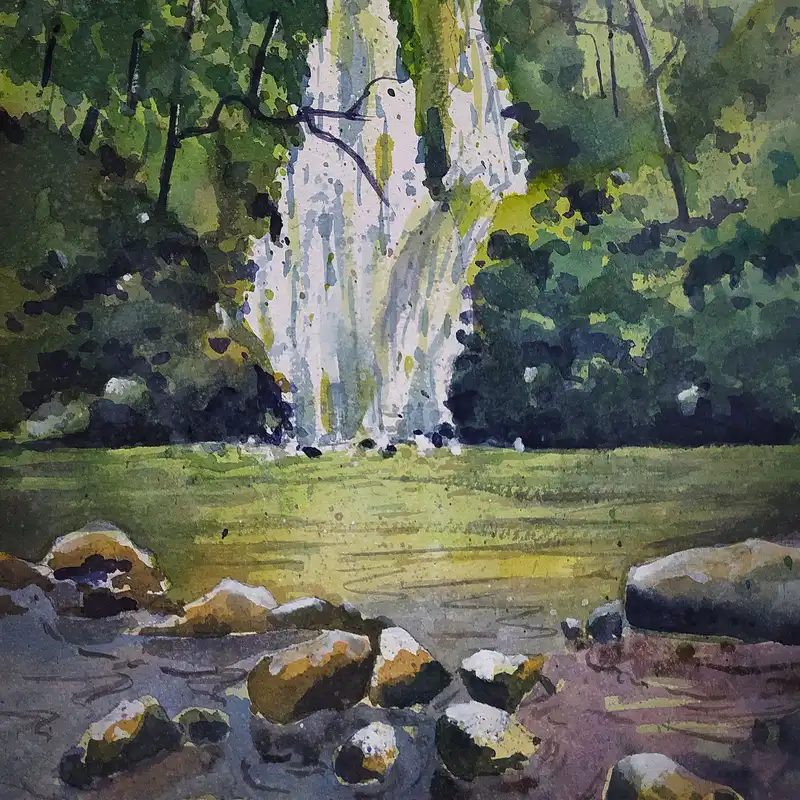 نقاشی آبرنگ طرح رودخانه کد 137