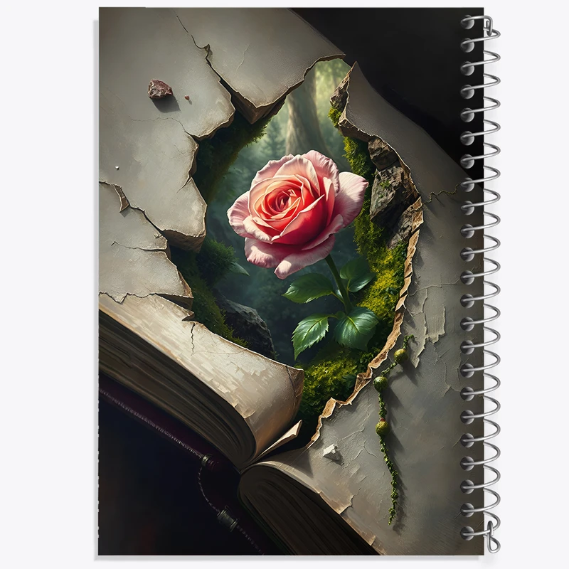 دفتر مشق 100 برگ خندالو طرح گل و کتاب کد F5508