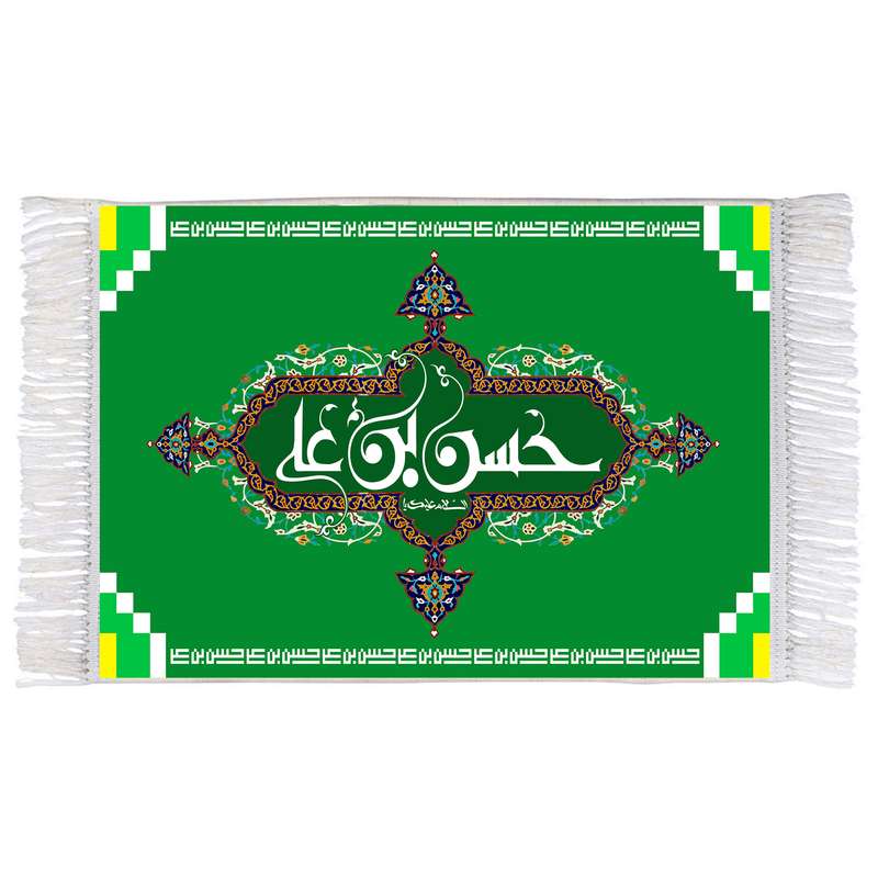 فرش ماشینی دیوارکوب اطلس آبی مدل حسن بن علی کد T4533