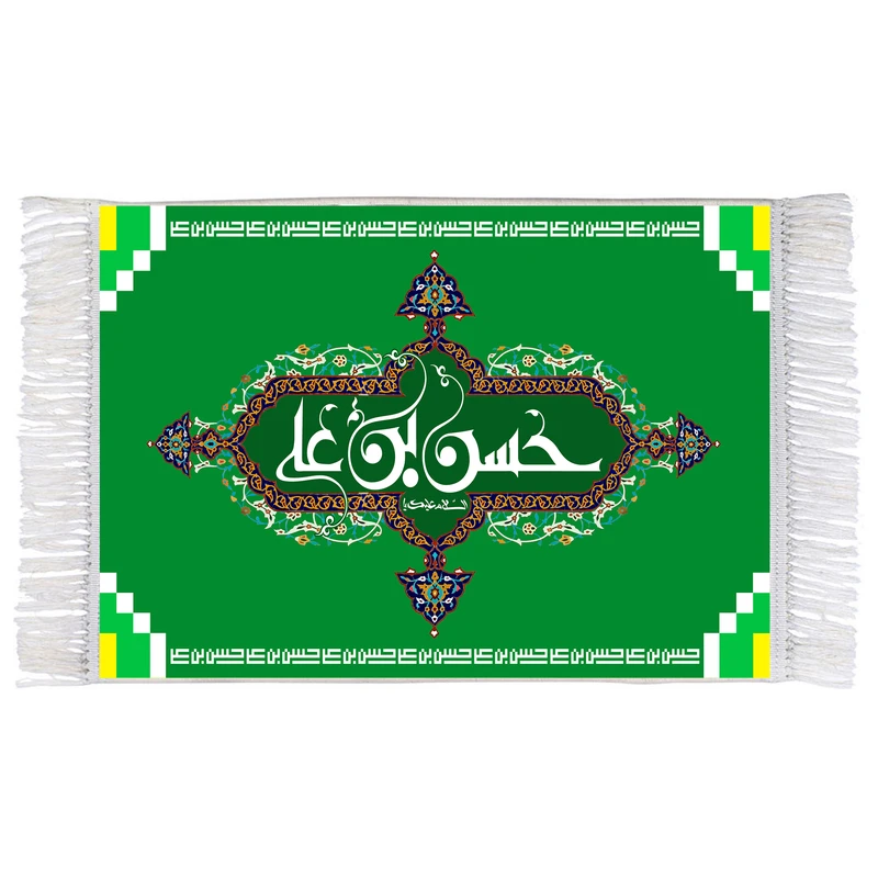 فرش ماشینی دیوارکوب اطلس آبی مدل حسن بن علی کد T4533