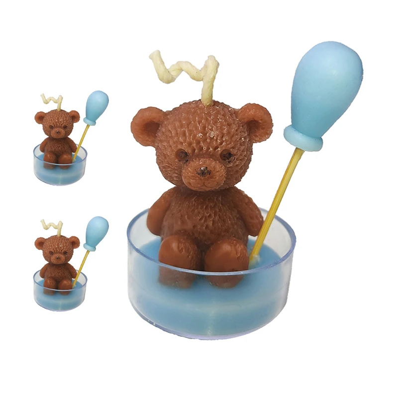 شمع وارمر مدل گیف تولد خرس تدی مجموعه 3 عددی