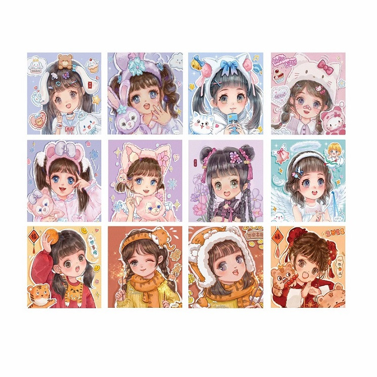 برچسب مدل انیمه های کیوت مجموعه 12 عددی