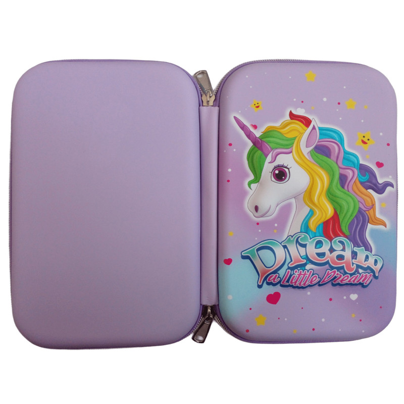 جامدادی مدل تبلتی طرح یونیکورن سه بعدی به همراه پاک کن و تراش