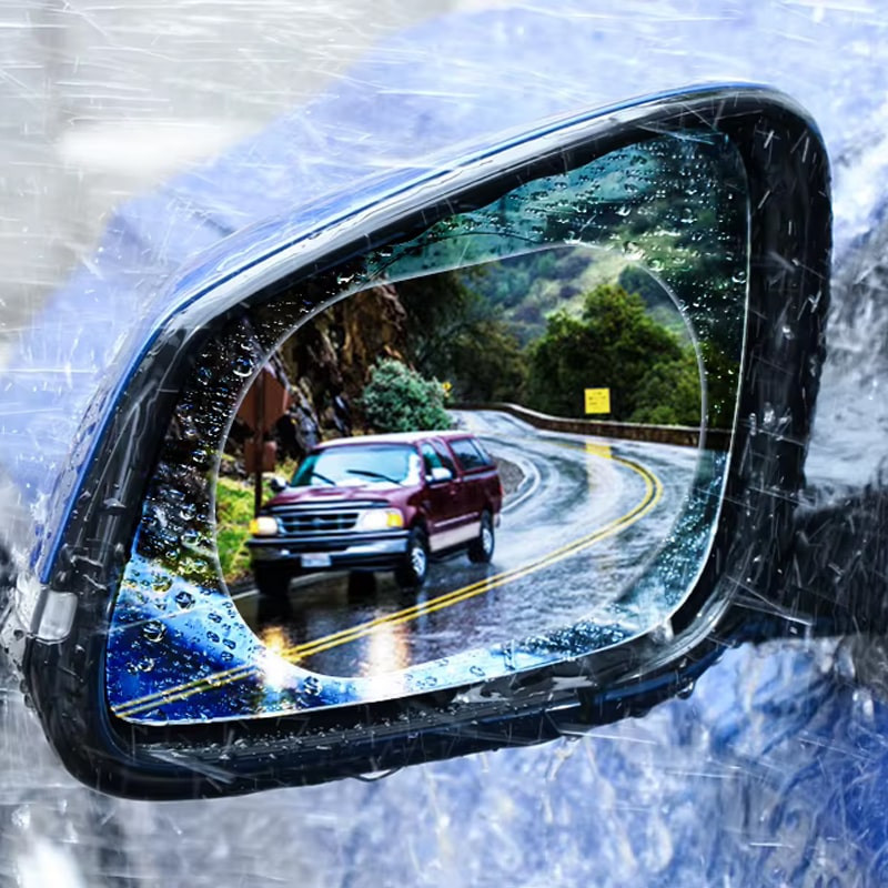 برچسب آب گریز و ضد بخار آینه خودرو مدل Rainproof بسته 2 عددی