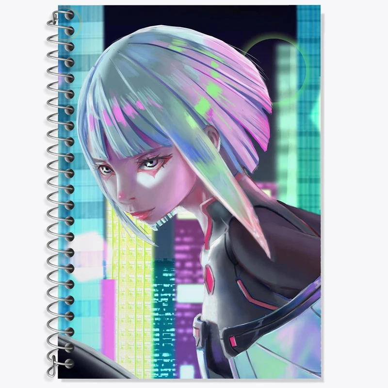 دفتر زبان 50 برگ خندالو مدل دو خط طرح لوسی انیمه سایبرپانک کد 23977