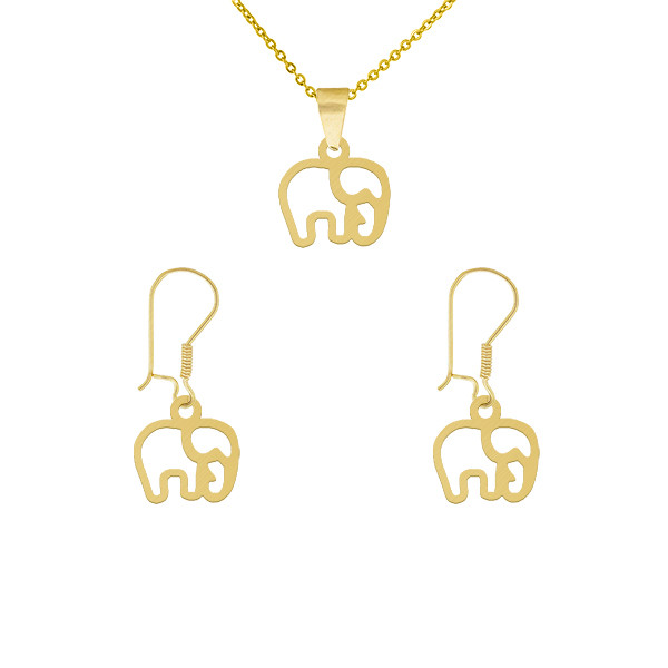 نیم ست طلا 18 عیار زنانه طلای کامک طرح فیل