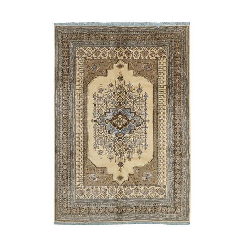 فرش نیمه دستبافت شش و نیم متری طرح گل ابریشم کد 543891