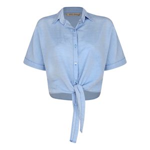 کراپ شومیز آستین کوتاه یقه برگردان زنانه پاتن جامه مدل 04F4645