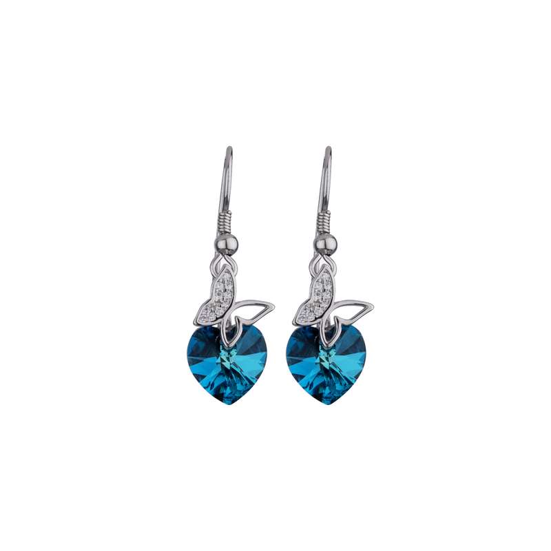 گوشواره نقره زنانه سواروسکی مدل قلب و پروانه کد 4542115