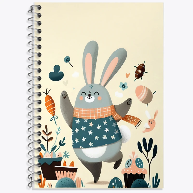 دفتر زبان 50 برگ خندالو مدل سه خط طرح خرگوش بامزه کد F8344