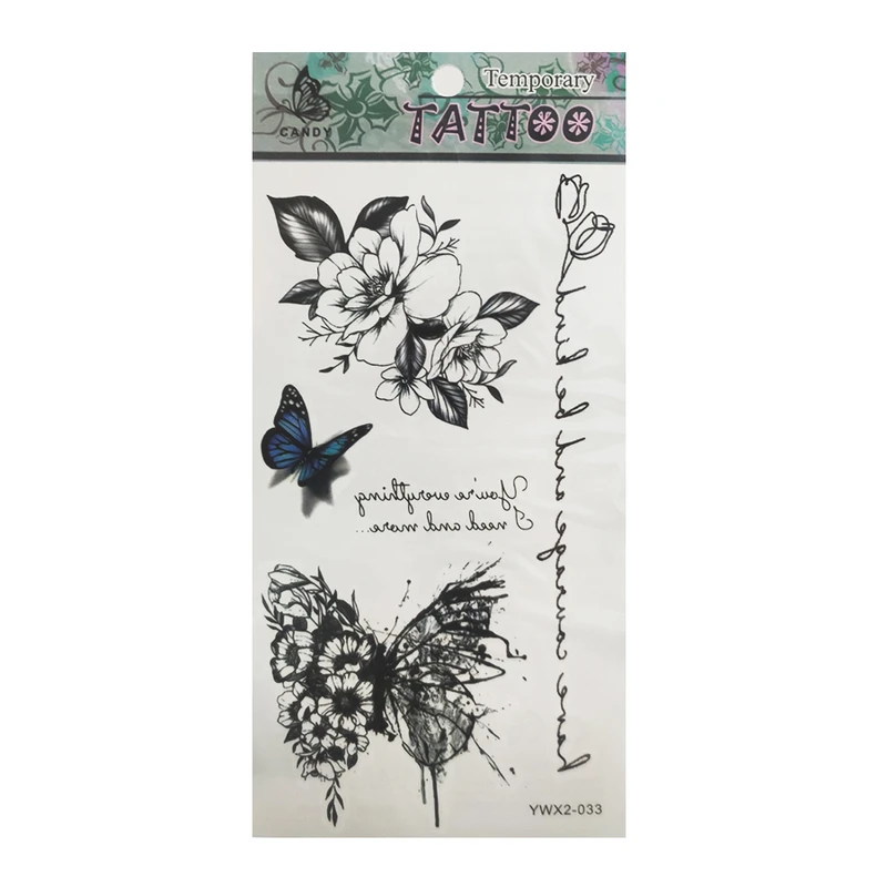 تتو موقت طرح گل و پروانه کد 123