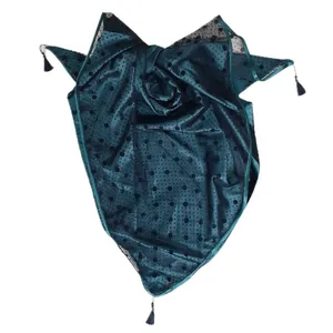 روسری زنانه مدل ساتن تور توپی