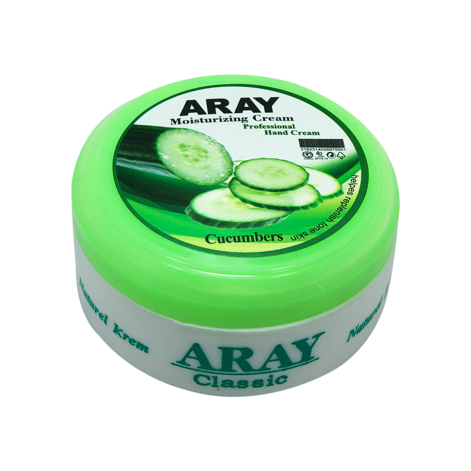 کرم مرطوب کننده دست و صورت ارای مدل خیار مناسب انواع پوست وزن 110 گرم