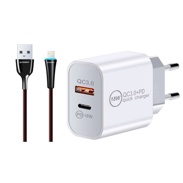 شارژر دیواری ویرا سام مدل  VI-CH18W PD به همراه کابل تبدیل لایتنینگ شارژر دیواری ویرا سام مدل  VI-CH18W PD به همراه کابل تبدیل لایتنینگ