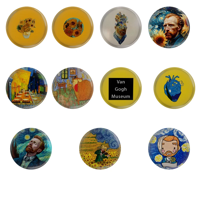 مگنت مدل S1-25 مدل نقاش ون گوگ گل افتابگردان شب پر ستاره مجموعه 11 عددی