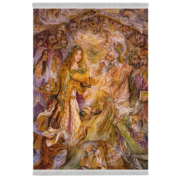 فرش پارچه‌ای دفه مدل فرشینه شانل مخمل طرح فانتزی کد 7221