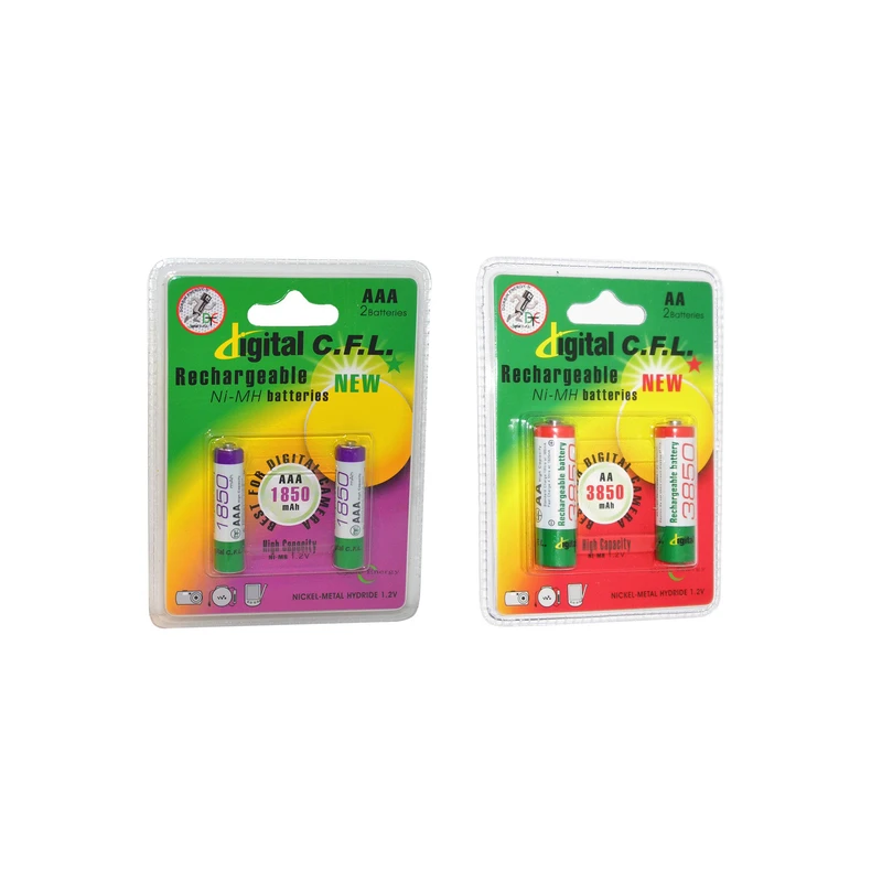 باتری قلمی و نیم قلمی قابل شارژ سی.اف.ال مدل 3850/1850mAh بسته 4 عددی
