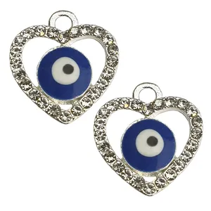آویز گردنبند مدل چشم و نظر قلب نگین دار AG 427 مجموعه ی دو عددی