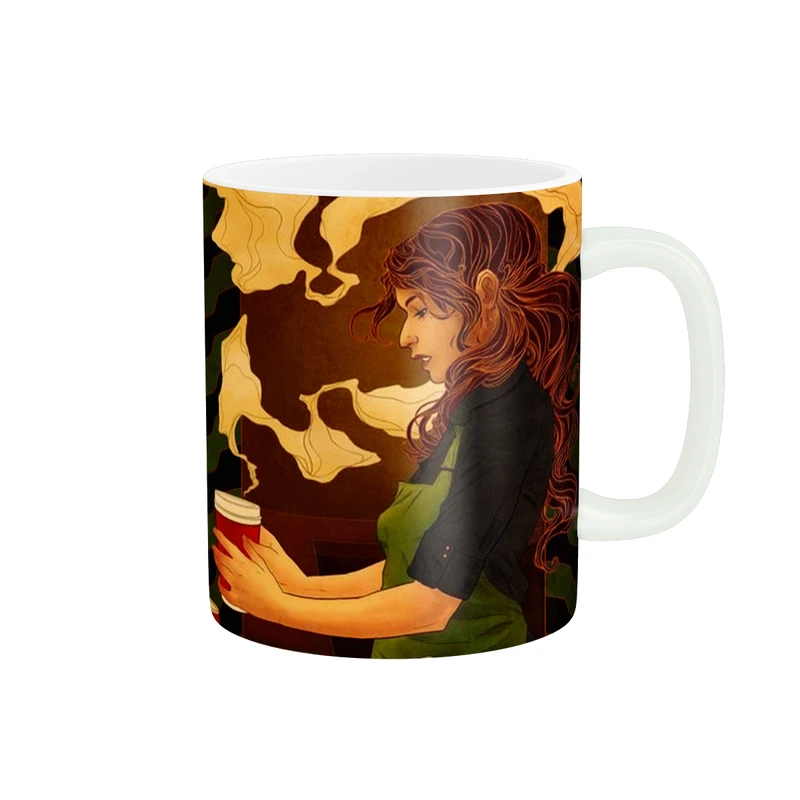 ماگ طرح دختر مدل باریستای کافه کد 530