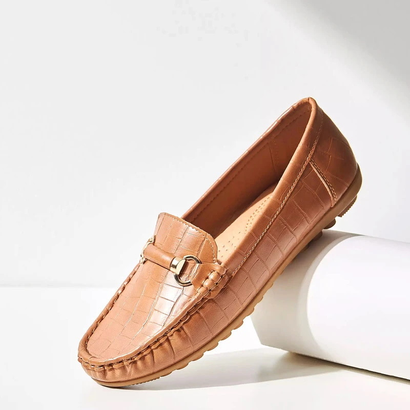 کفش کالج زنانه مکس مدل Perforated Slip-On Loafers with Bow Accent