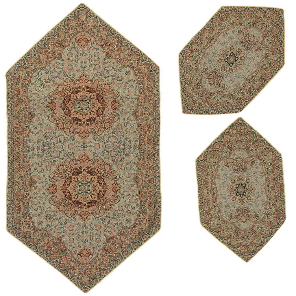 ست سه تکه رومیزی ترمه مدل گوهر کد KM3-3