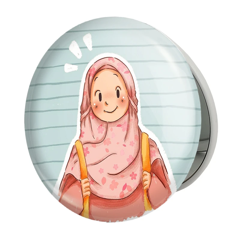 آینه جیبی خندالو طرح دخترانه باحجاب مدل تاشو کد 26022 