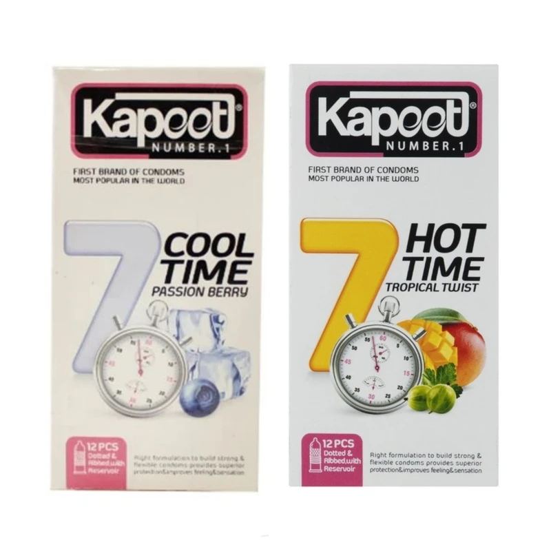 کاندوم تاخیری کاپوت مدل 7COOL TIME بسته 12 عددی به همراه کاندوم تاخیری کاپوت مدل 7HOT TIME بسته 12 عددی