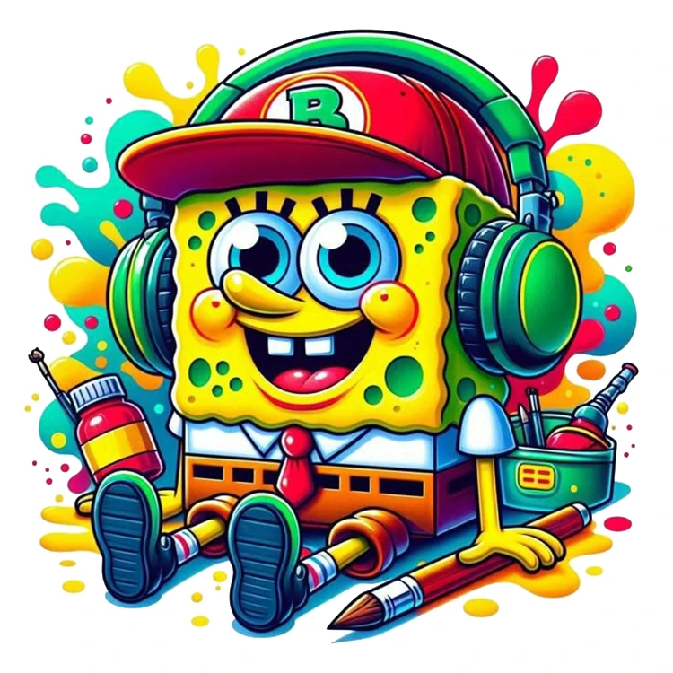 استیکر پارچه و لباس پاد آفرین مدل باب اسفنجی کد 69