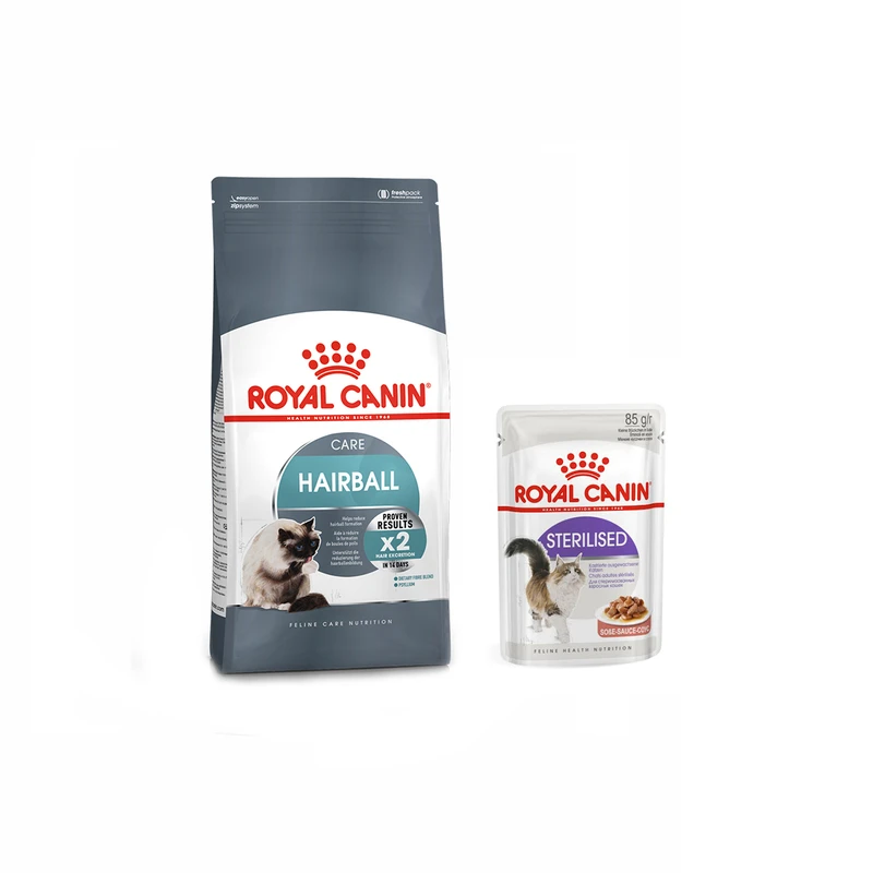 غذای خشک گربه رویال کنین مدل Hairball وزن 2 کیلوگرم به همراه پوچ استریلازد