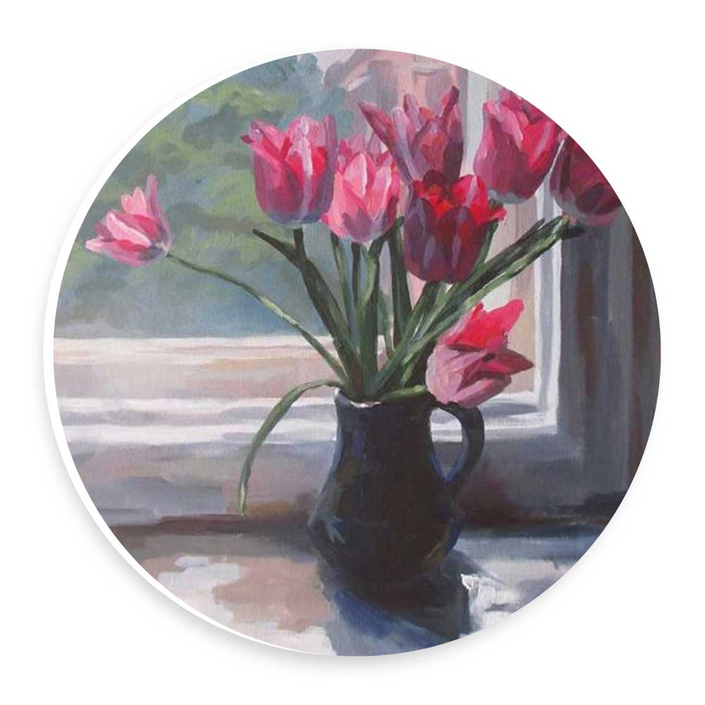  دیوارکوب طرح گل های لاله پشت پنجره مدل wtb639