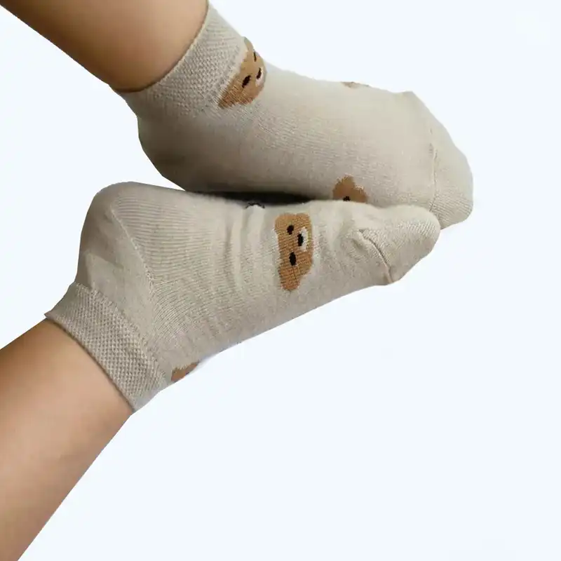 جوراب ساق کوتاه بچگانه مدل خرسی تدی  بسته 6 عددی