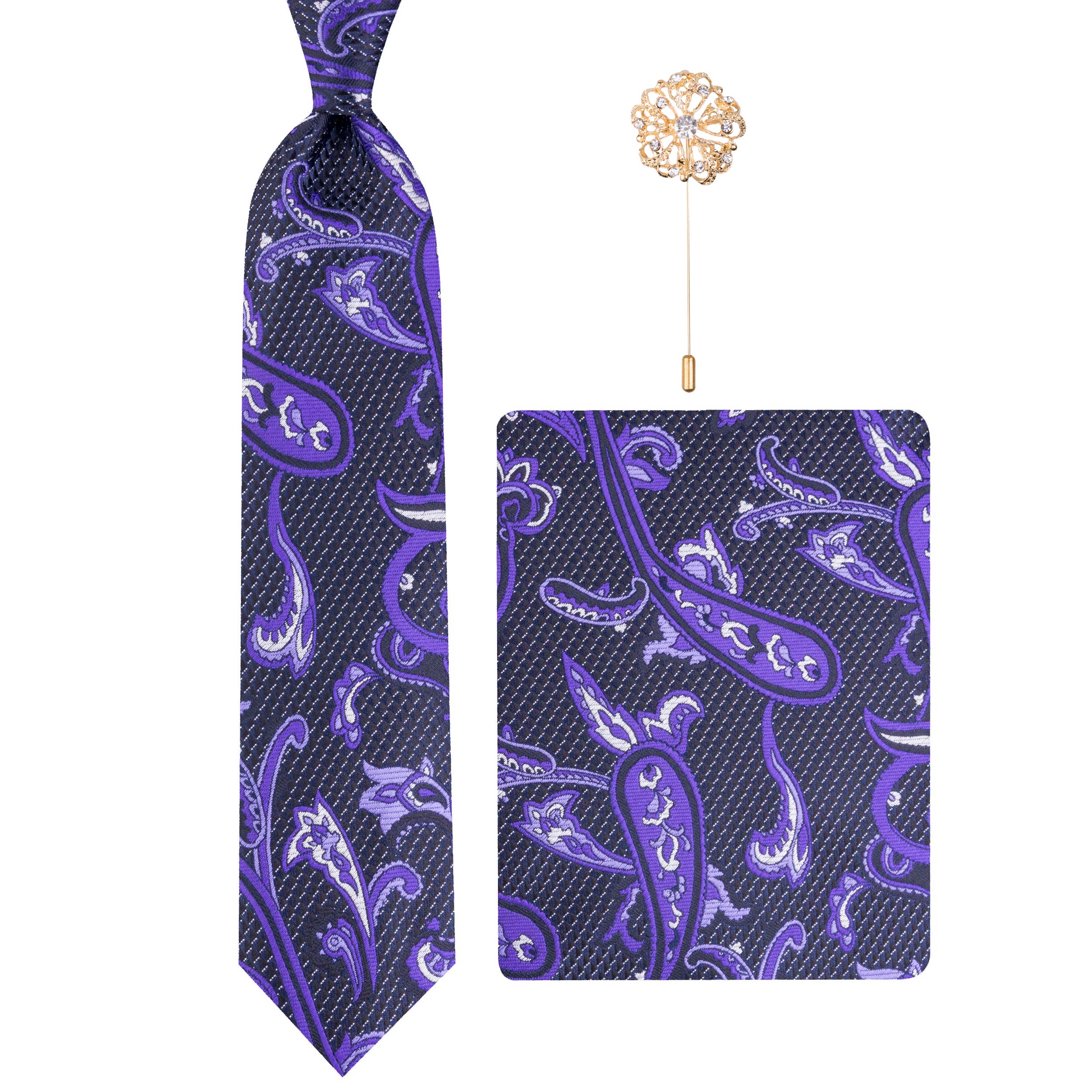 ست کراوات و دستمال جیب و گل کت مردانه مدل GFF-PA1256-PU