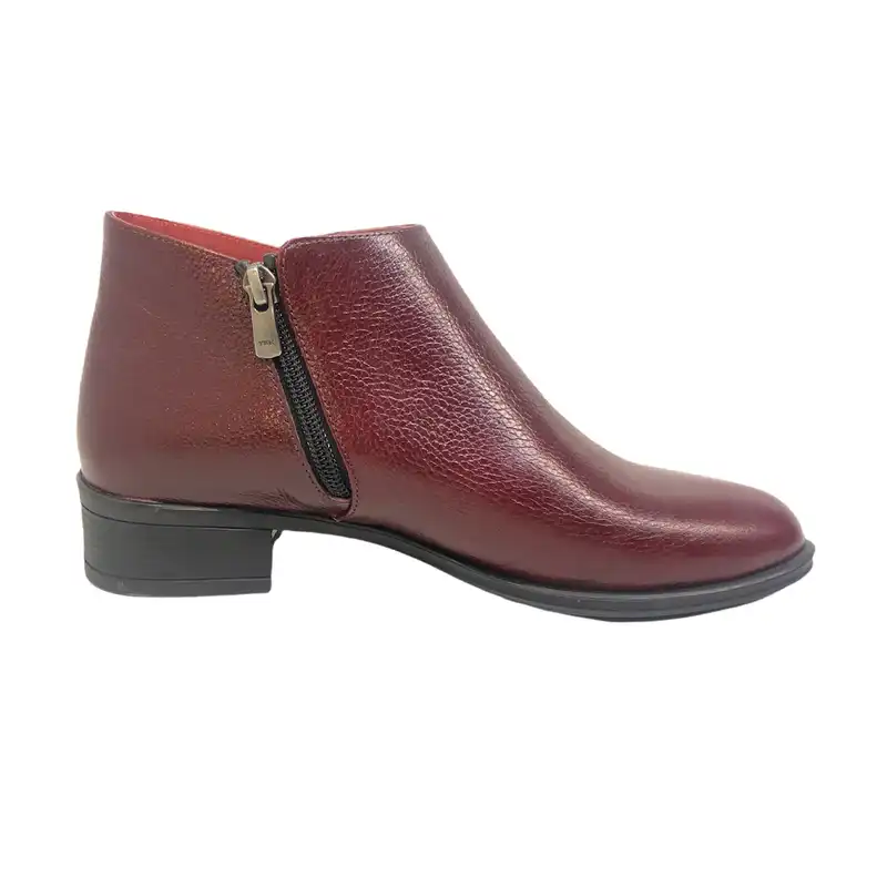 نیم بوت زنانه سرزمین چرم مدل 5262 رنگ زرشکی