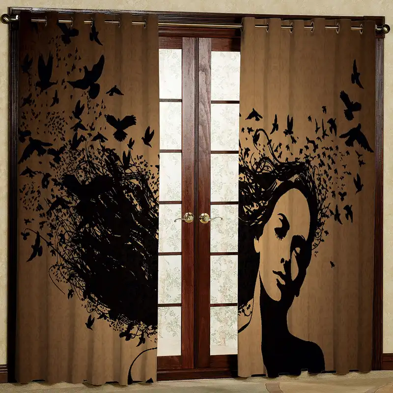 پرده مدل دختر پرنده هازان پانچی کد 2282 سایز 140x200 سانتی متر