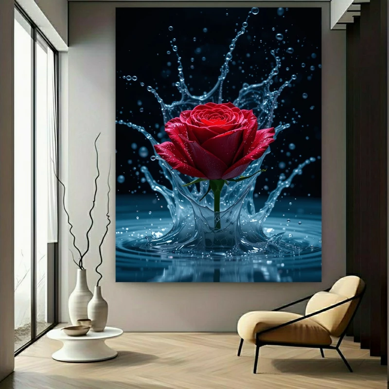 پوستر پارچه ای طرح گل رز مدل قرمز کد N208