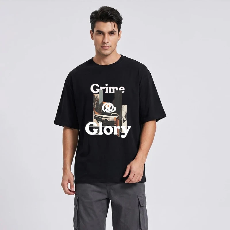 تیشرت آستین کوتاه مردانه مدل باکسی طرح GRIME