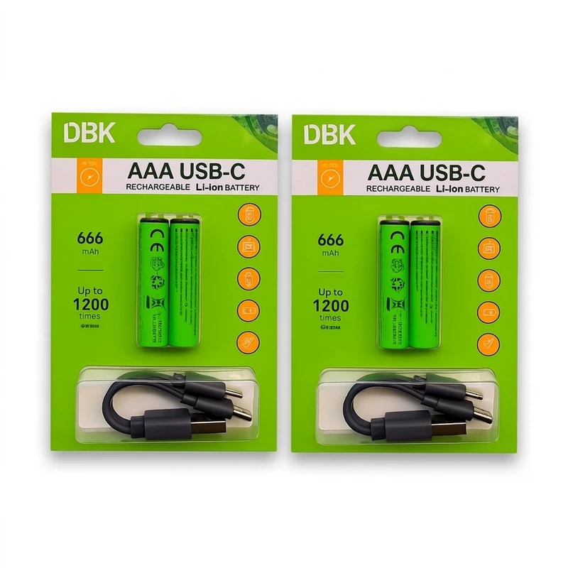 باتری نیم قلمی قابل شارژ دی بی کی مدل USB-C LI-ION بسته 4 عددی