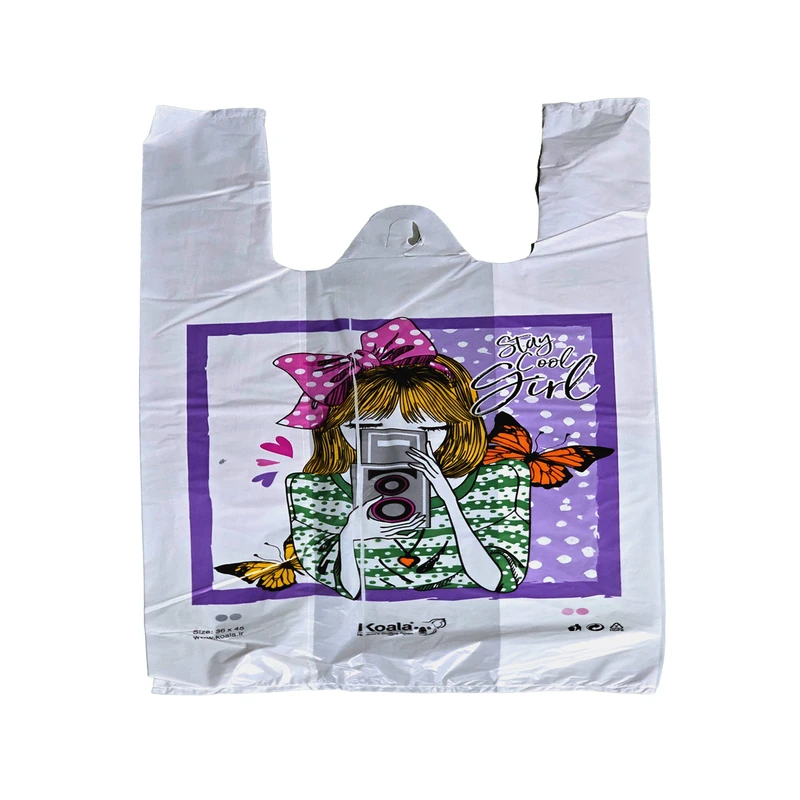 کیسه خرید کوالا مدل رکابی طرح فانتزی دختر بسته 100 عددی