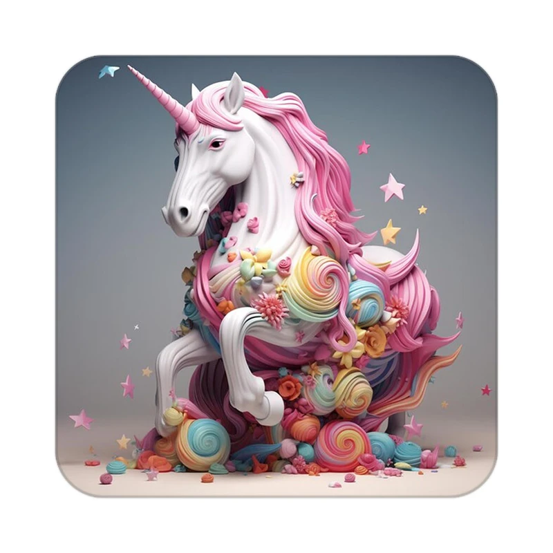 زیر لیوانی کاکتی طرح اسب تک شاخ و یونیکورن مدل mp32264