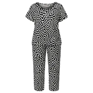 ست تی شرت آستین کوتاه و شلوار راحتی زنانه مدل روژین کد 01